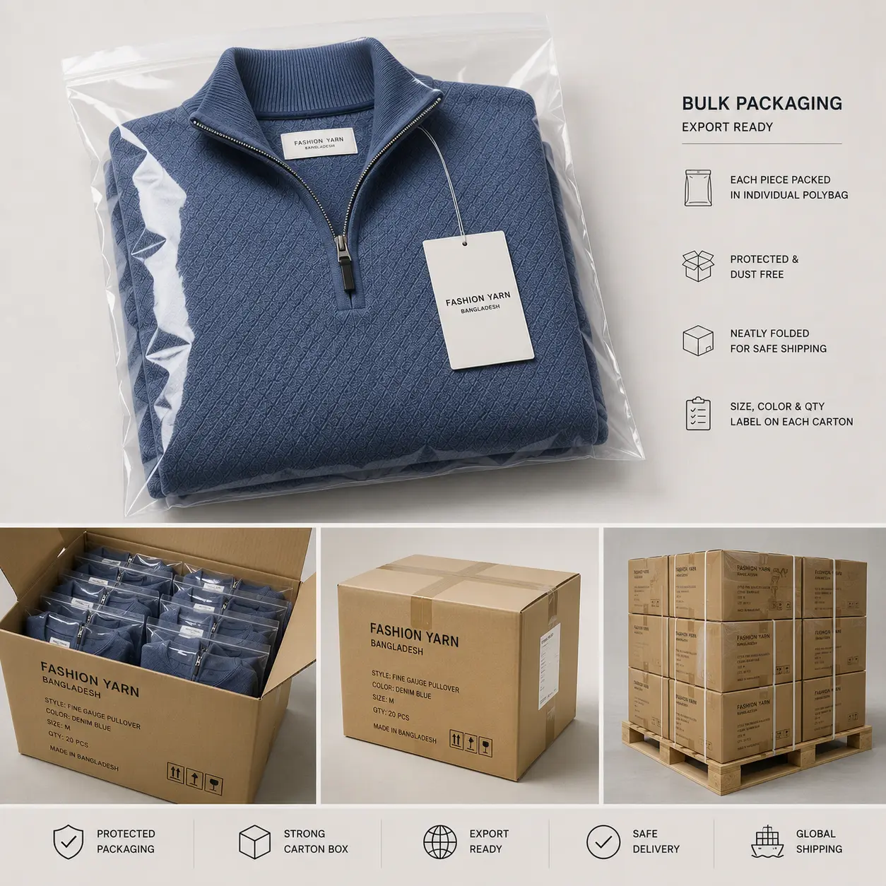 Fine Gauge Pullover Bulk Packaging