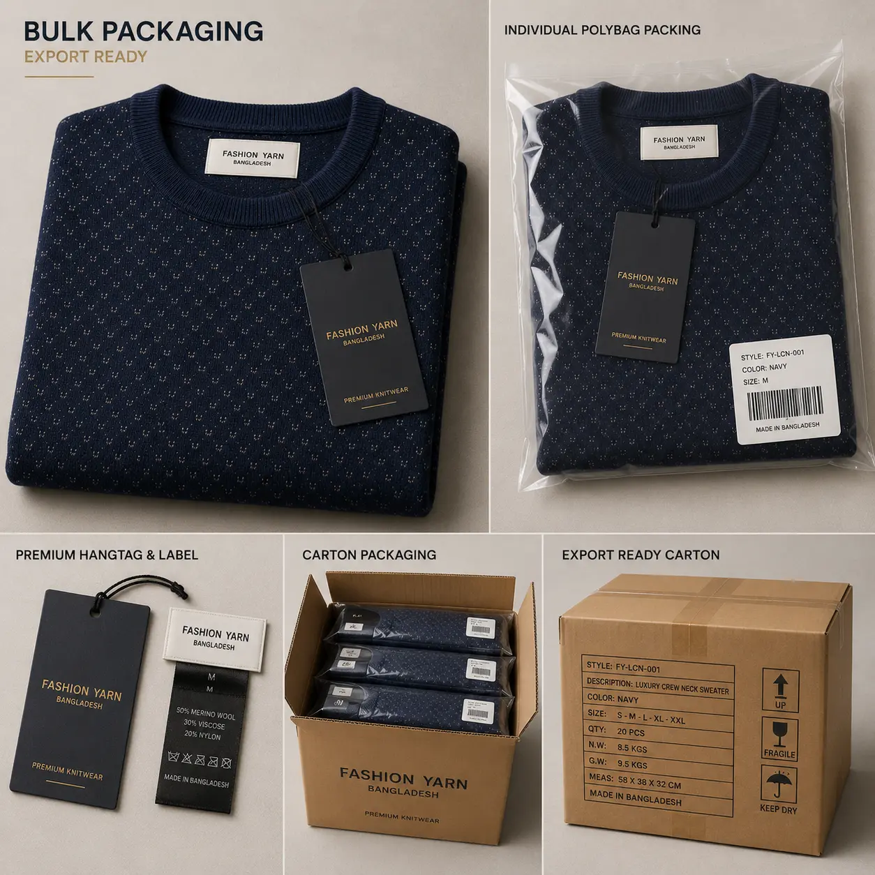 Luxury Crew Neck Bulk Packaging